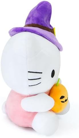Spooky Halloween Cat Plush with Pumpkin Witch Hat