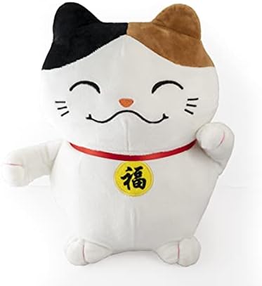PrivateKeyed Kawaii Lucky Cat Plush with Waving Arm Ultra-Soft and Hypoallergenic