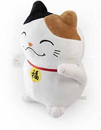 PrivateKeyed Kawaii Lucky Cat Plush with Waving Arm Ultra-Soft and Hypoallergenic
