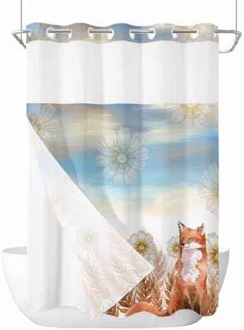 No Hook Shower Curtain Set with See-Through Window