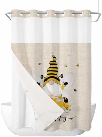 TocaHome No Hook Cloth Shower Curtain with Snap Liner Set