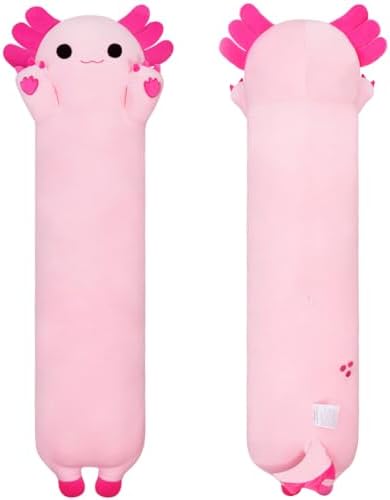 Axolotl Plush Toy - Cute Pink Long Plush Pillow for Kids and Adults