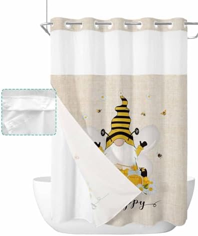 TocaHome No Hook Cloth Shower Curtain with Snap Liner Set