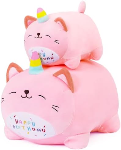 Kawaii Happy Birthday Unicorn Plush Pillow for Kids 25cm
