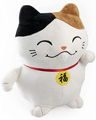 PrivateKeyed Kawaii Lucky Cat Plush with Waving Arm Ultra-Soft and Hypoallergenic