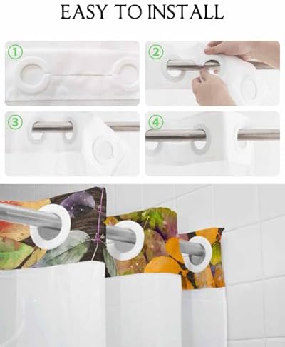 Autumn Inspired No-Thumb Bathroom Curtain Set