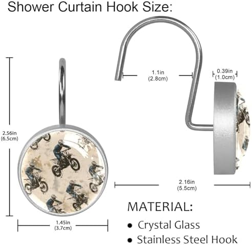 Blue Boys Motorcross Themed Shower Curtain Set - Rustic Stylish Bathroom Curtain