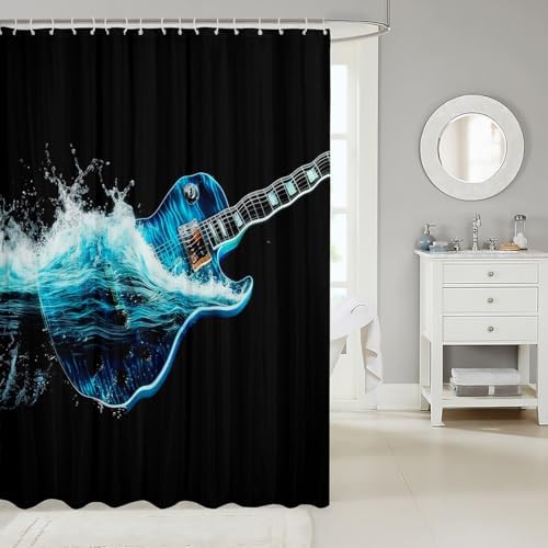 Cool Guitar Bass Bath Curtain 72-inch x 78-inch