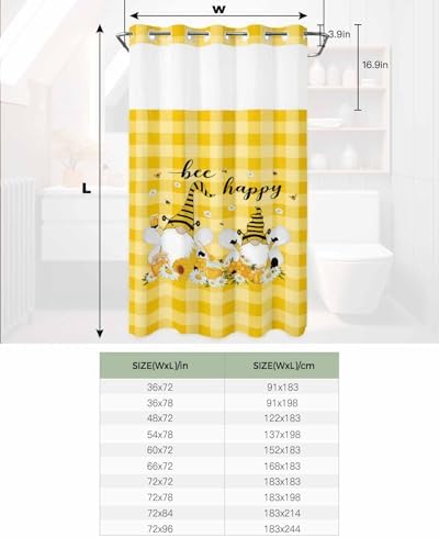 TocaHome No Hook Shower Curtain with Snap Liner Set