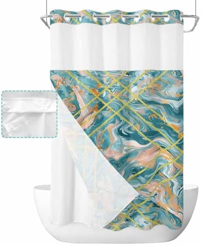Stylish No-Hook Shower Curtain with Water-resistant Design