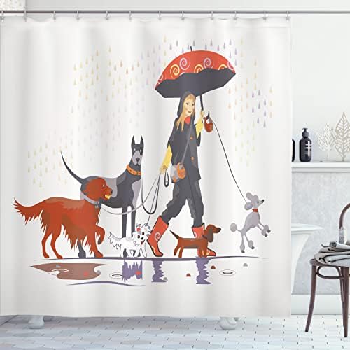 Ambesonne Dog Shower Curtain Modern Style for Your Paws on the Go