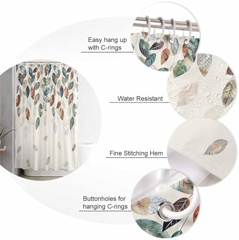 Picpeak Autumn Leaf Shower Curtain Set - Waterproof Durable