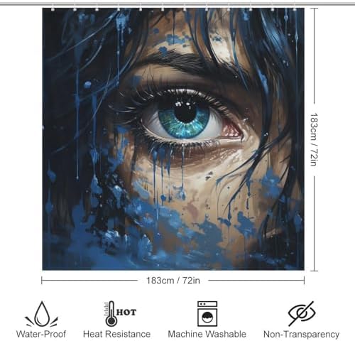 Blue Eye Bath Shower Curtain Set - Abstract Hippie Design
