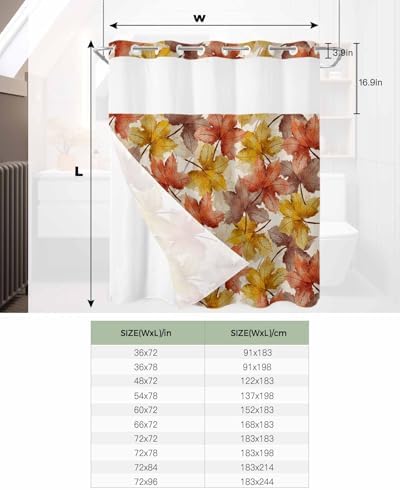 TocaHome Fall Orange Red Maple Leaf Shower Curtain Set