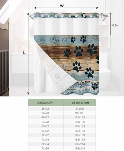 No-Hook Bathroom Shower Curtain
