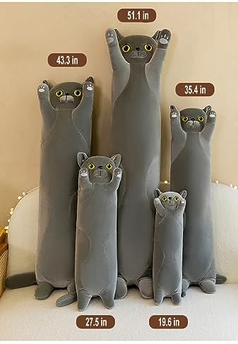 Long Cat Plush Pillow 275-inch for Relaxation and Reading