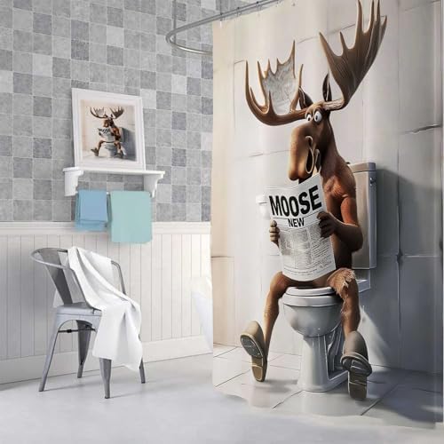 JAWO Funny Moose Shower Curtain