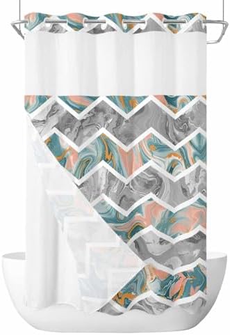 Stunning No-Hook Shower Curtain with See-Through Top for Bathrooms