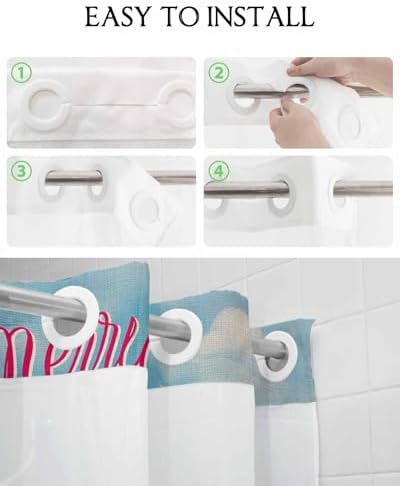 Bath Time Bliss No-hook Waterproof See-Through Shower Curtain