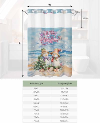 Bath Time Bliss No-hook Waterproof See-Through Shower Curtain