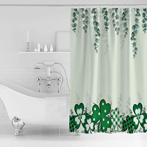 Waterproof Shower Curtain for Bathroom with St Patricks Day Lucky Clover Shamrock