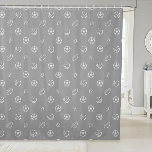 Feelyou Football Shower Curtain Set Grey 72x72