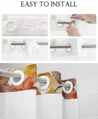 TocaHome Fall Orange Red Maple Leaf Shower Curtain Set