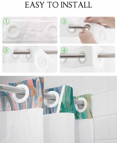 Modern No-Hook Shower Curtain Set