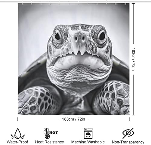 TIFAIR Turtle Animal shower curtain set Boho black white theme waterproof 72x72