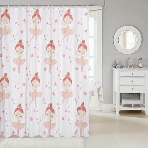 Ballerina 72x72 Showers Curtain Set for Kids Durable Waterproof and Stylish Design