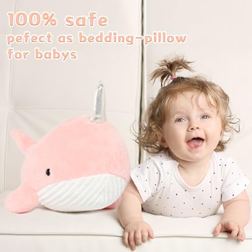Tezituor 24 Inch Pink Narwhal Plush Pillow