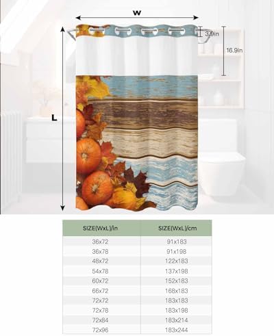TocaHome No Hook Shower Curtain with Snap Liner 48x72