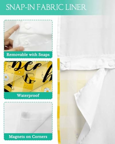 TocaHome No Hook Shower Curtain with Snap Liner Set