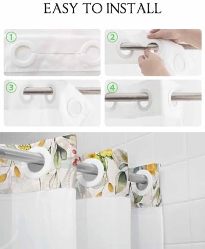 TocaHome No Hook Picks and Peaks See Through Window Waterproof Shower Curtain Set