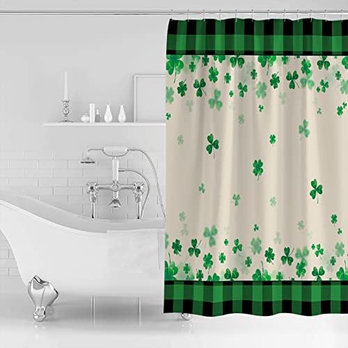 TocaHome Waterproof Shamrock Plaid Shower curtain Set