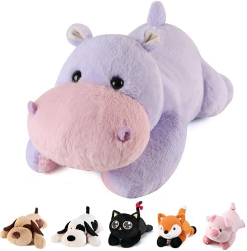 Meowtastic Hippo Weighted Plush Toy - 28 Inch 5 Pounds Comfort Pillow