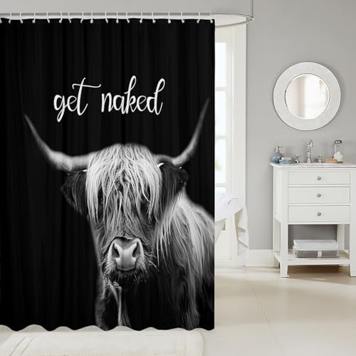 Cute Highland Cow Bath Curtain Unique Bathroom Decor