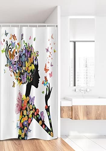 vibrantly designed girls bath shower curtain with unique floral patterns from France