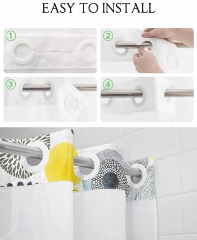 No Hook Waterproof Shower Curtain with Snap-In Liner