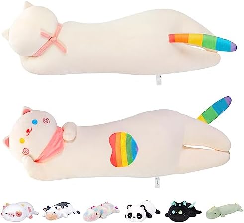 Rainbow Cat Plush Pillow Soft Ergonomic Perfect for Relaxation