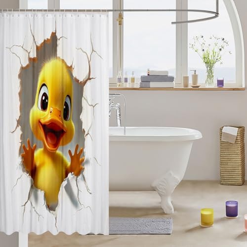 3D Funny Duck Shower Curtain Set