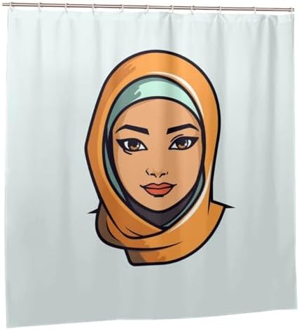 Cartoon Girl Minimalism Boho Shower Curtain Set