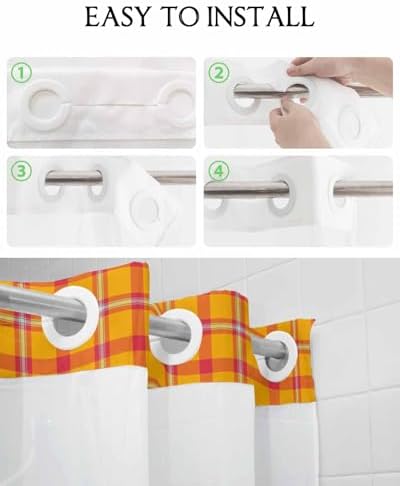 fall pumpkin no hook bath shower curtain set - soft 48x72 botanical design