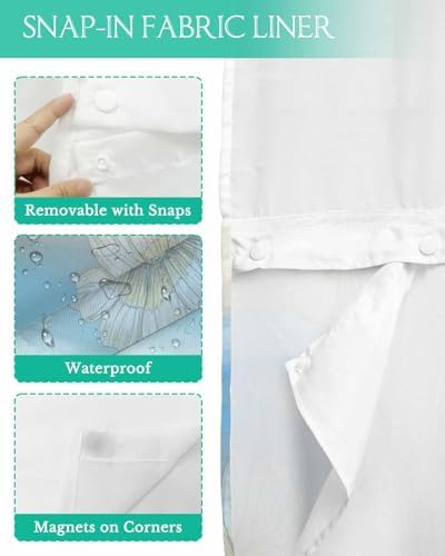 No Hook Shower Curtain Set with See-Through Window