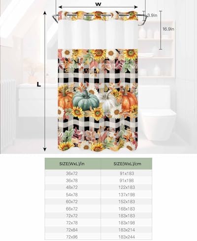 Cozy Fall Shower Curtain with Seeing Window
