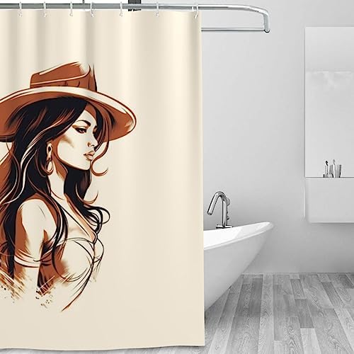 TIYAANDSY Cowboy Girl Shower Curtain Set
