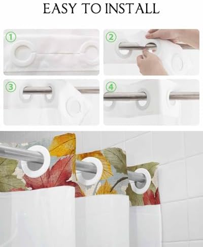 Fall Colorful No Hook Shower curtain Set