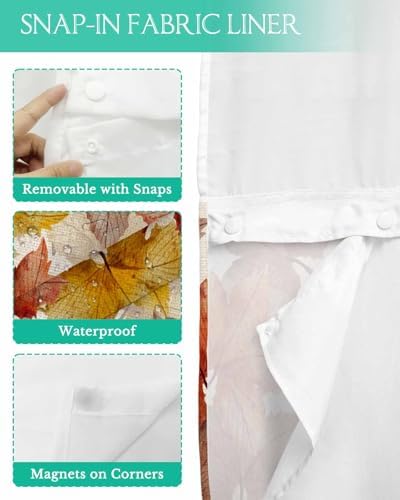 TocaHome Fall Orange Red Maple Leaf Shower Curtain Set