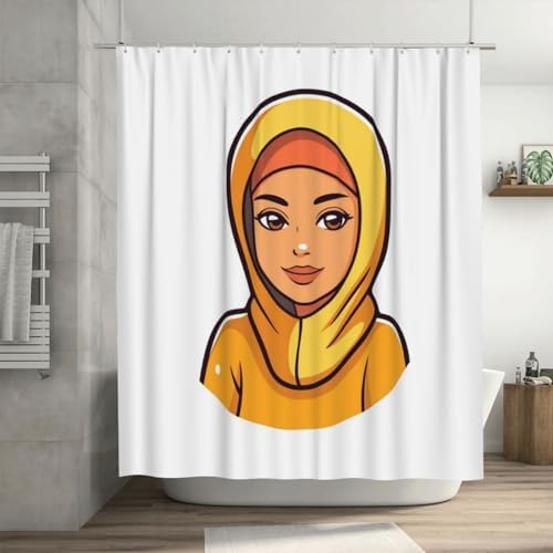 Cartoon Girl Shower Curtain Set