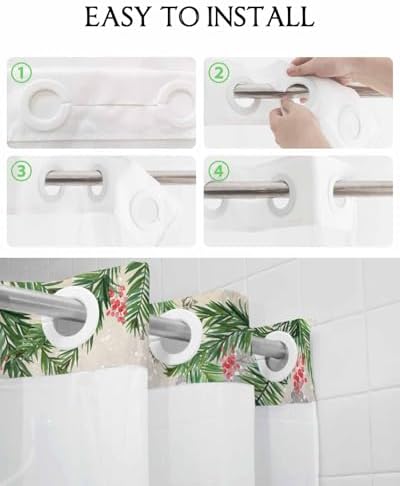 Winter Xmas Berry Birds Snowman Bath Curtain Set